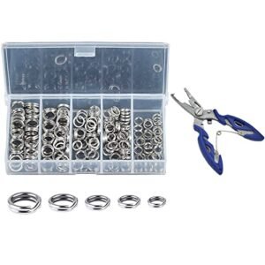 Halyuhn 200Pcs Durable Stainless Steel Double Jump Rings with Plier