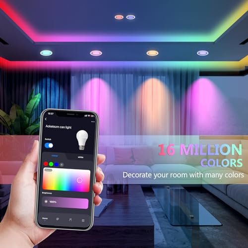 Aoketezm 6" Smart LED Downlights, RGB Color Changing, Alexa & Siri Compatible - Image 2