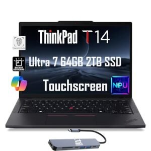 Lenovo ThinkPad T14 Gen 5 Business Laptop (14" FHD+ Touchscreen, Intel Ultra 7 155U (>i7-13700H), 64GB DDR5, 2TB SSD), 5MP Webcam, 2 Thunderbolt 4, 3-Yr WRT, IST Hub, 2024 AI PC, Win 11 Pro