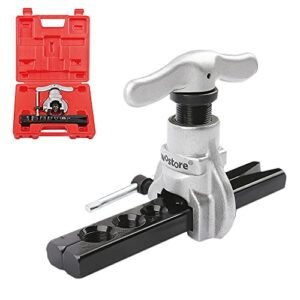 Pro HVAC Tubing Flaring Tool: 7 Dies, Copper Pipe 3/16-3/4", Refrigeration Kit