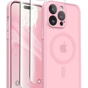 CAPRARO Magnetic for iPhone 14 Pro Max Case, [Compatible with MagSafe] [Full Camera Protection] Shockproof Protective Slim Women Translucent Matte Phone Case for iPhone 14 Pro Max 6.7'', Peach Pink