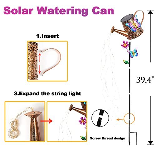 Solar Garden Watering Can Lights - Waterproof Decorative LED Stake Landscape Lamp - Image 7