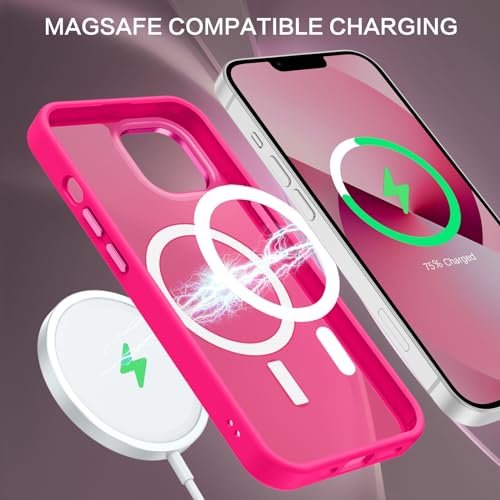 iPhone 13/14 Magnetic Case: Slim Shockproof Translucent Magsafe Compatible Hot Pink Cover - Image 4