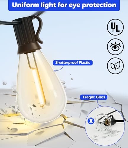 "120FT LED Outdoor String Lights - Shatterproof Edison Bulbs, Waterproof" - Image 4