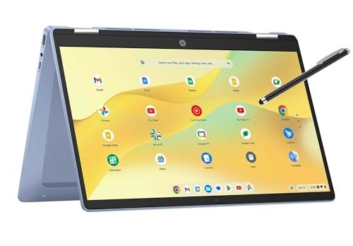 HP Convertible 2-in-1 Chromebook in Blue 14" Touch FHD Intel 4-Core up to 3.40GHz 4GB Ram 64GB Storage 4K Graphics Super-Fast WiFi Chrome OS Pen (14b - Renewed)