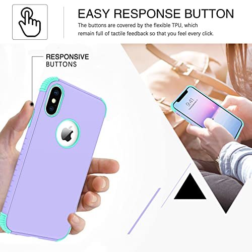 Rugged iPhone Xs Max Case: Heavy Duty Shockproof Protective Cover Purple/Mint - Image 4