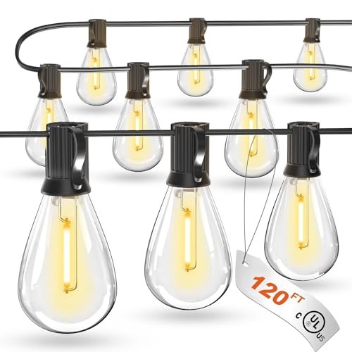 "120FT LED Outdoor String Lights - Shatterproof Edison Bulbs, Waterproof"