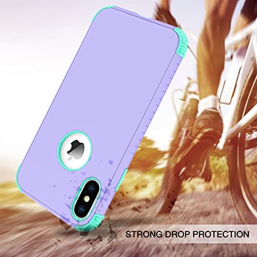 Rugged iPhone Xs Max Case: Heavy Duty Shockproof Protective Cover Purple/Mint - Image 3