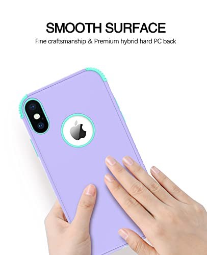 Rugged iPhone Xs Max Case: Heavy Duty Shockproof Protective Cover Purple/Mint - Image 7