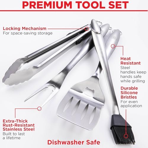 Premium Stainless Steel BBQ Grill Tools Set - Heavy Duty Grilling Accessories - Image 2