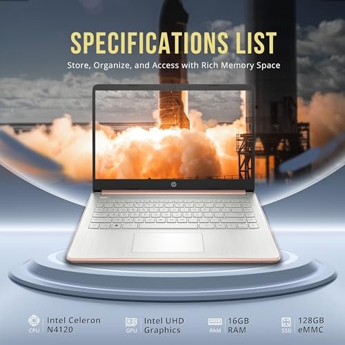 Lightweight HP Stream 14" Laptop, Celeron N4120, 16GB RAM, Portable Productivity Gold - Image 3