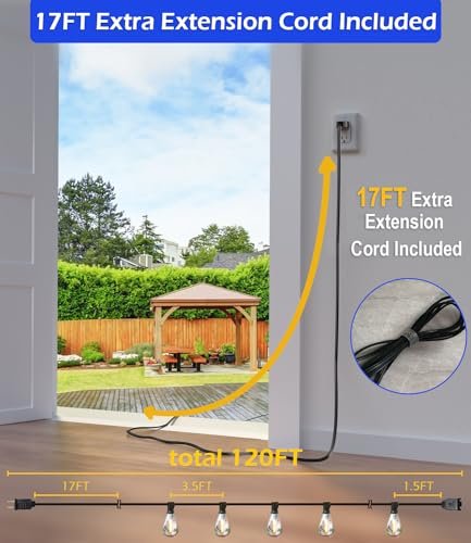 "120FT LED Outdoor String Lights - Shatterproof Edison Bulbs, Waterproof" - Image 2