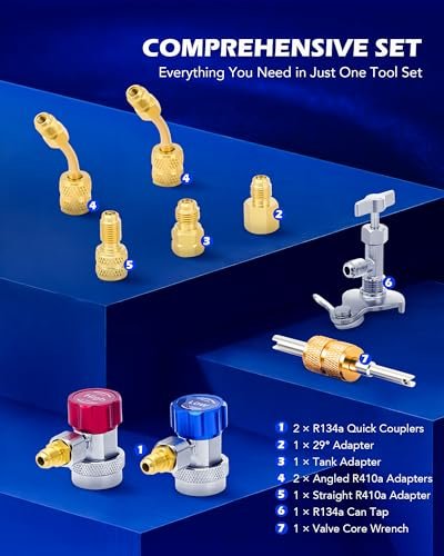 Professional AC Manifold Gauge Set for R410a R22 R134a - 4 Valve Automotive Refrigerant Tool - Image 3