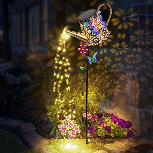 Solar Garden Watering Can Lights - Waterproof Decorative LED Stake Landscape Lamp