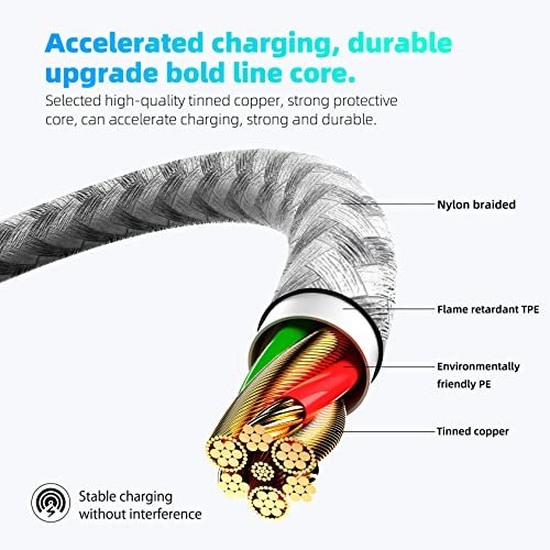 Here's an optimized version:
Ultra-Long 10FT iPhone Charger Cable 3-Pack: Fast Charging MFi Certified - Image 5