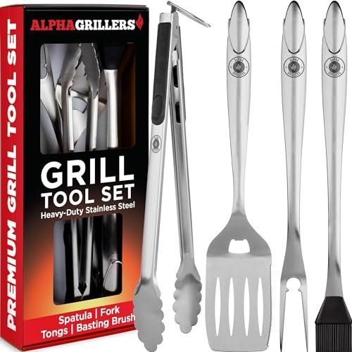 Premium Stainless Steel BBQ Grill Tools Set - Heavy Duty Grilling Accessories