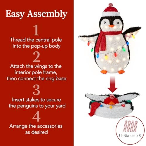 Festive 3ft LED Penguin Family Christmas Yard Decoration, Multicolor Lights - Image 4