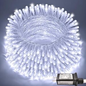 Festive 66ft LED String Lights: White Xmas Decor, 8 Modes, Indoor/Outdoor Use