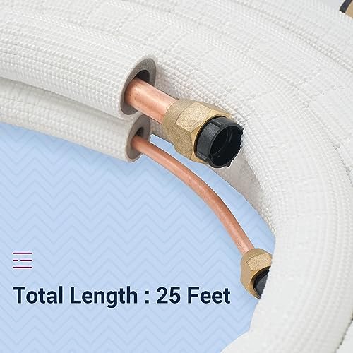DELLA 25 Ft Mini Split Line Set, 1/4" & 3/8" Copper Pipes with Insulation - Image 3