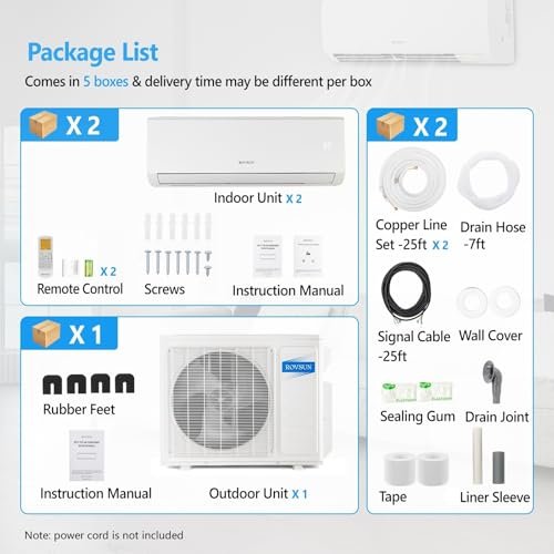 ROVSUN Dual Zone Mini Split AC/Heat, 18,000 BTU, 19 SEER2, 25Ft Line Set - Image 6