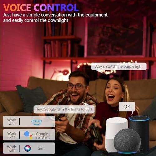 Aoketezm 6" Smart LED Downlights, RGB Color Changing, Alexa & Siri Compatible - Image 3