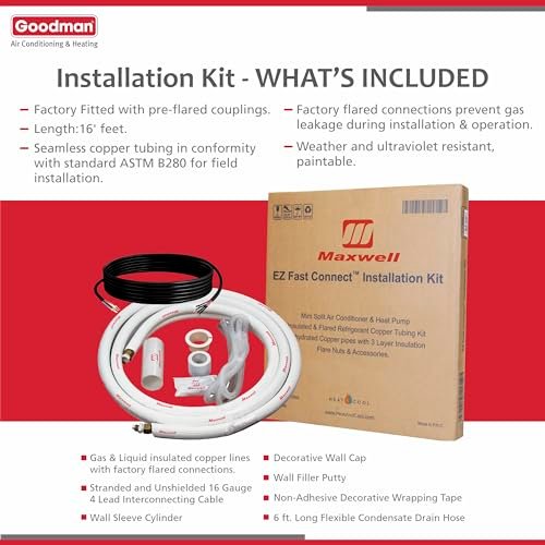 Goodman 18K BTU Inverter Mini Split Heat Pump AC System | 18 SEER2 | 15-ft Kit - Image 6