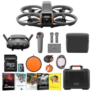 DJI Avata 2 Fly More Combo (Three Batteries) Bundle with 128GB SD Card, Case, Landing Pad, UV Filter and 5 Software Suite