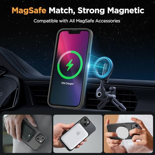 iPhone 13 Case MagSafe Military Drop Protection Slim Screen Protector Black - Image 3
