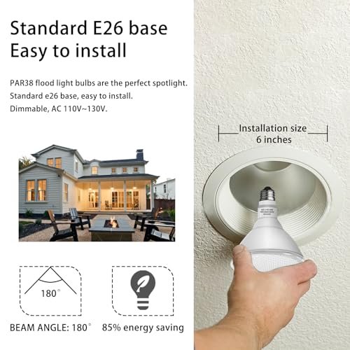 Gonhom PAR38 Flood Light Bulbs, Dimmable 5000K LED, 20W=200W, 2 Pack - Image 3