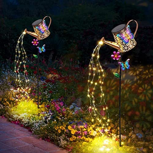 Solar Garden Watering Can Lights - Waterproof Decorative LED Stake Landscape Lamp - Image 2