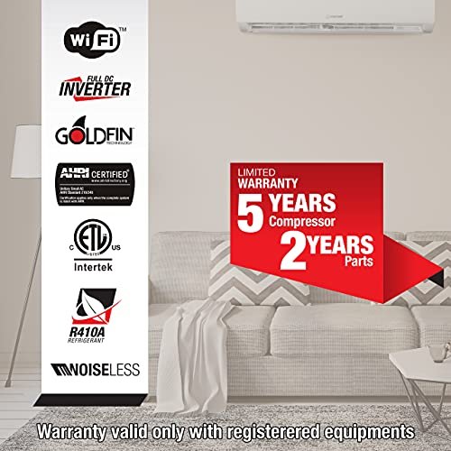 Everwell 12,000 BTU Inverter Minisplit, 20 SEER, Cooling-Only, 220V System - Image 7