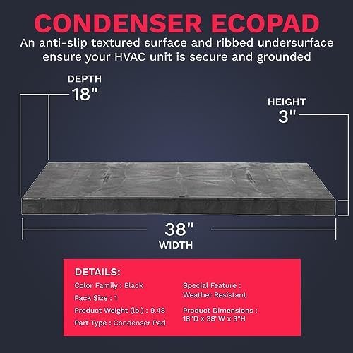 DuctlessAire HVAC Mounting Pad - Anti-Slip Mini Split AC Condenser Base - Image 2