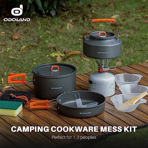 Odoland 10-Piece Camping Cookware Set with Kettle, Bowls & Spoon for Outdoors - Image 6