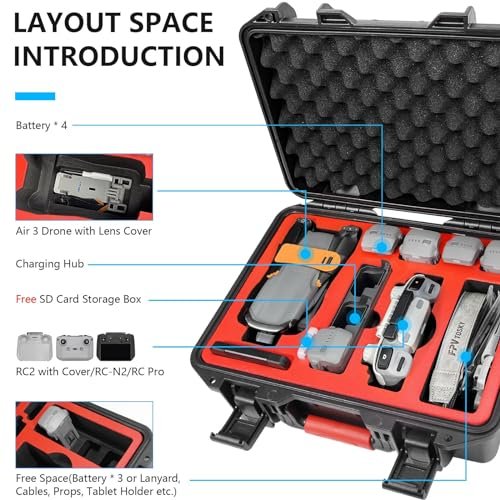 DJI Air 3 Drone Case: Waterproof, Rugged, Fits 8 Batteries & RC Controllers - Image 3