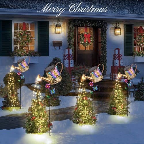 Solar Garden Watering Can Lights - Waterproof Decorative LED Stake Landscape Lamp - Image 3