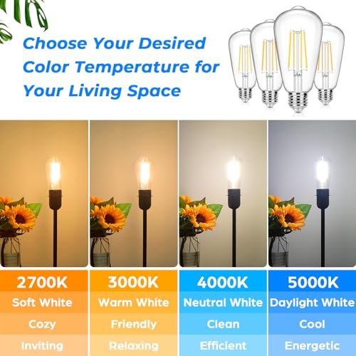 4-Pack Edison LED Bulbs 100W Eq, 1400LM, 5000K Daylight, CRI90+, Clear Glass - Image 5