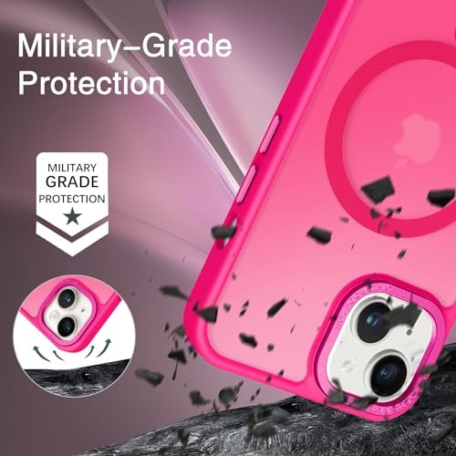 iPhone 13/14 Magnetic Case: Slim Shockproof Translucent Magsafe Compatible Hot Pink Cover - Image 3