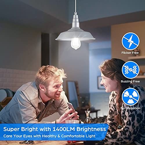 4-Pack Edison LED Bulbs 100W Eq, 1400LM, 5000K Daylight, CRI90+, Clear Glass - Image 4