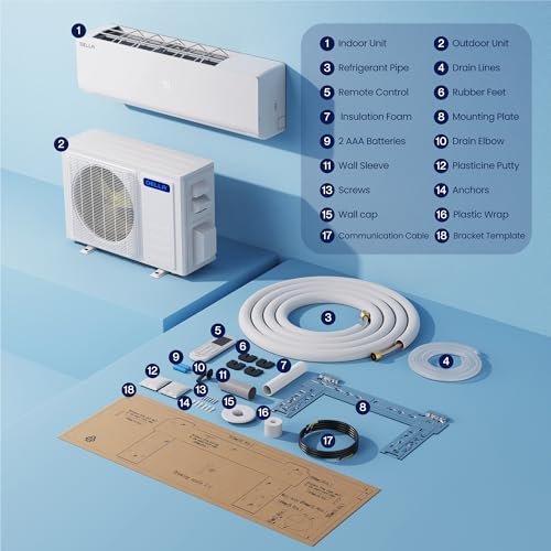 Della 36K BTU Quad Zone Mini Split AC/Heat Pump, 9K+9K+12K+18K, WiFi Smart - Image 8