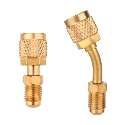 "R410A Straight & Angled Mini Split Adapter, 5/16'' to 1/4'' HVAC Tool"