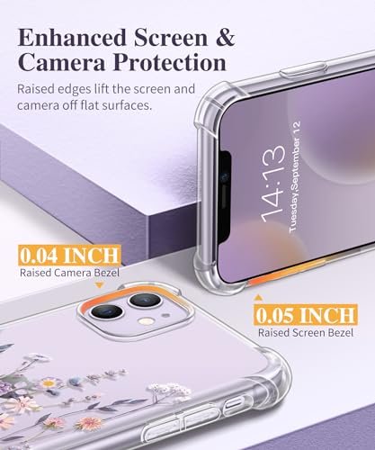 iPhone 11 Clear Floral Case: Shockproof, Camera & Screen Protection, Slim Design - Image 5