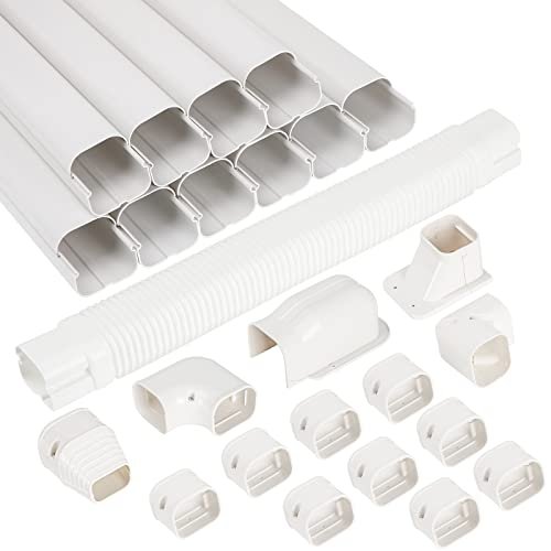 Kalkehay AC Line Set Cover 3" Wide 16.1ft Long Mini Split Tubing Protector Kit
