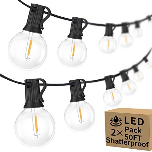 "100ft G40 LED Globe String Lights, Dimmable & Waterproof for Outdoors"