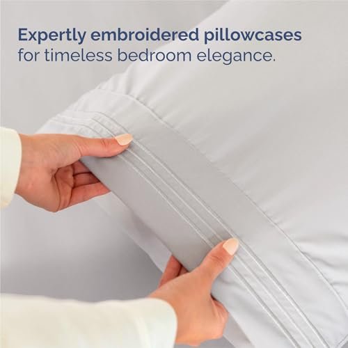 Split King Cooling Sheets - 5-Piece Luxury Set, Deep Pockets, French Grey - Image 6