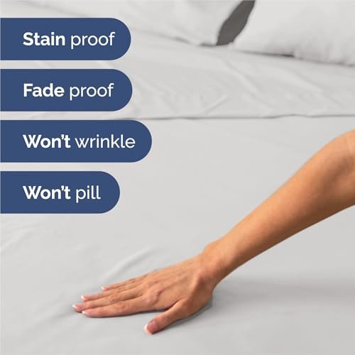 Split King Cooling Sheets - 5-Piece Luxury Set, Deep Pockets, French Grey - Image 5