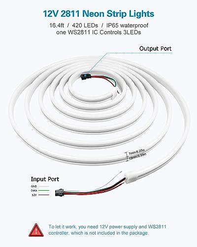 ALITOVE WS2811 Neon LED Strip Lights 16.4ft RGB Waterproof Rope Lights 12V - Image 2