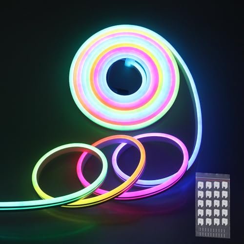 ALITOVE WS2811 Neon LED Strip Lights 16.4ft RGB Waterproof Rope Lights 12V