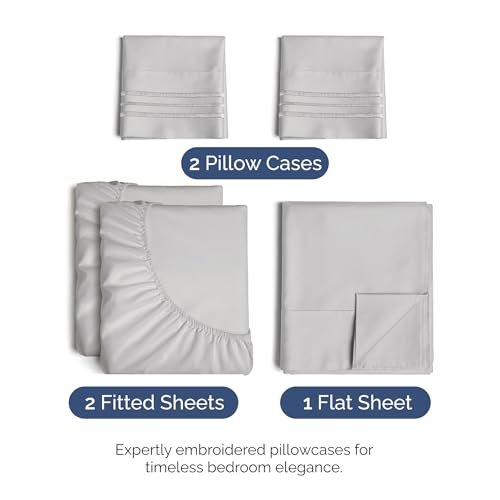 Split King Cooling Sheets - 5-Piece Luxury Set, Deep Pockets, French Grey - Image 2