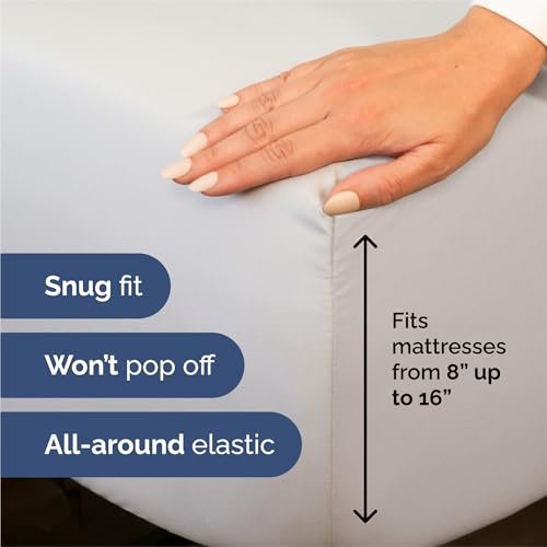 Split King Cooling Sheets - 5-Piece Luxury Set, Deep Pockets, French Grey - Image 3