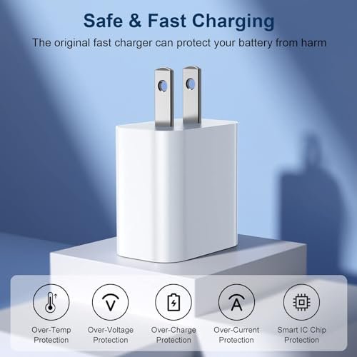 20W USB C Fast Charger for iPhone 14/13/12 | 4-Pack Wall Plug + Cables - Image 4
